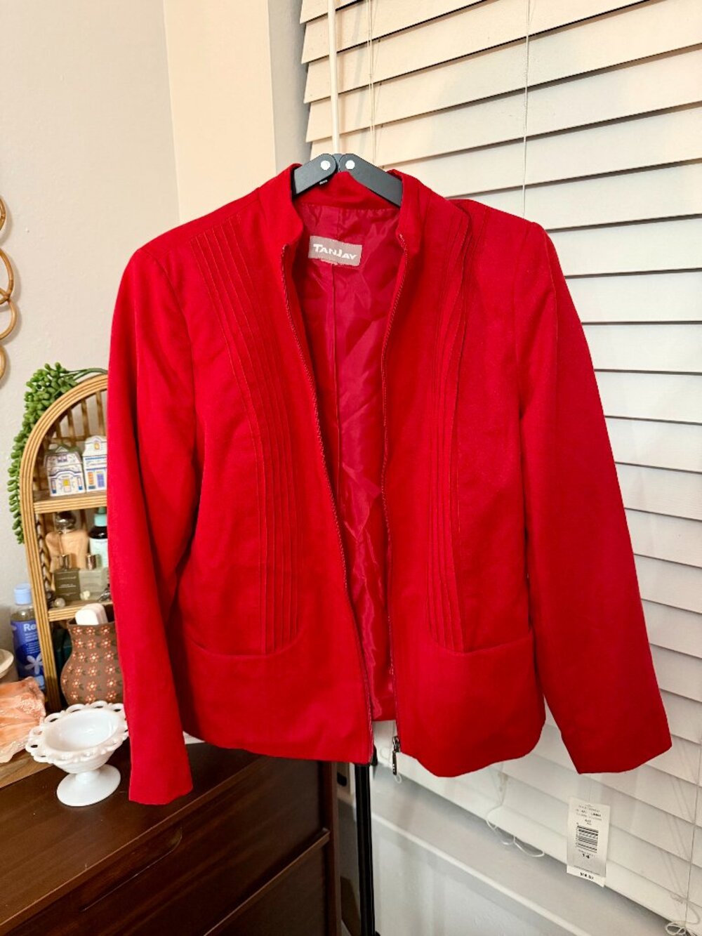 TanJay Vibrant Red Zip-Front Blazer Jacket